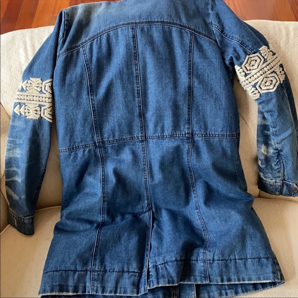 Free People Rendered Long Embroidered denim jacket - Picture 7 of 7